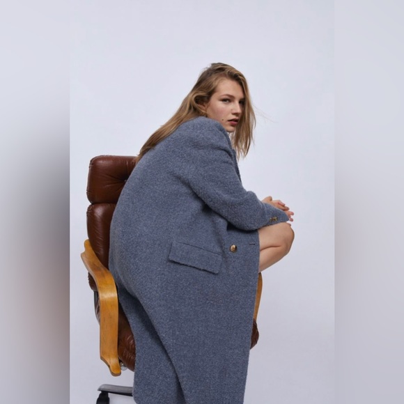 BNWOT Zara TEXTURED WEAVE COAT XS - Picture 4 of 6